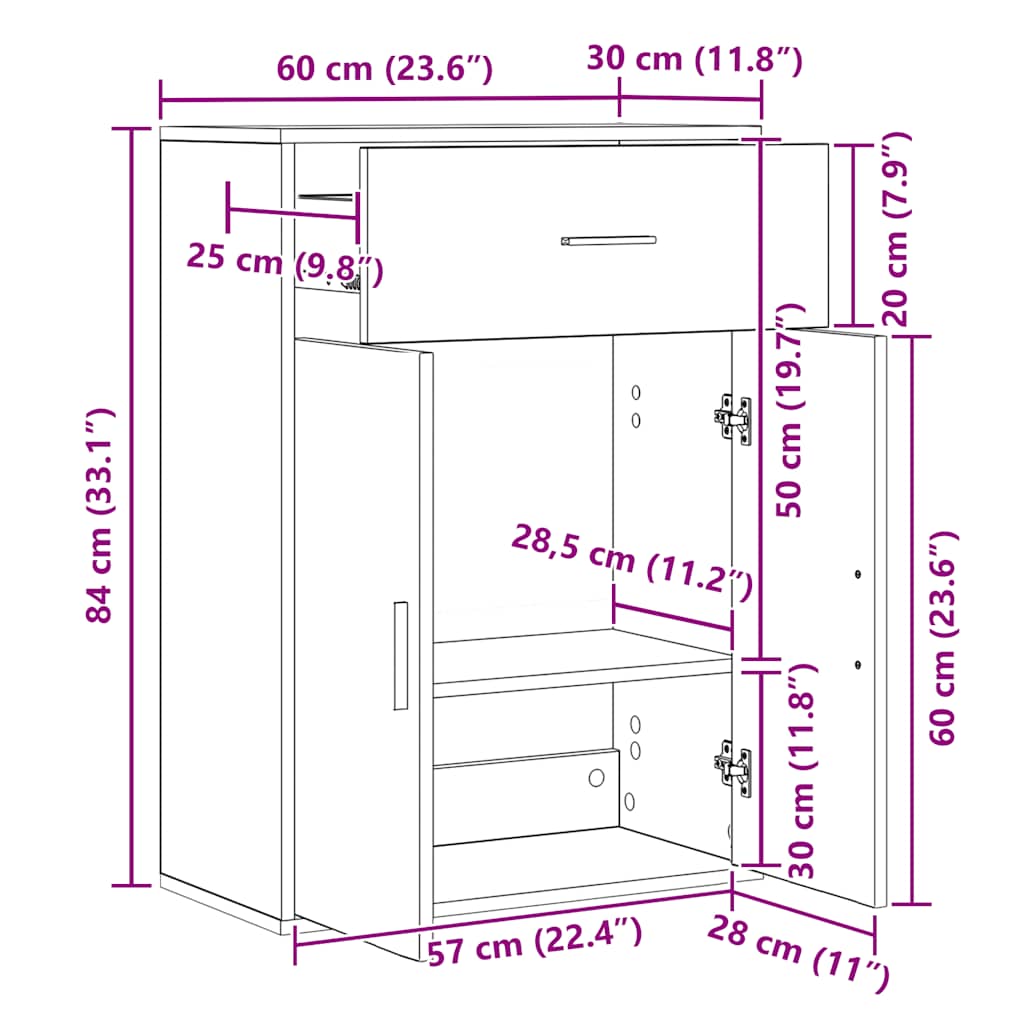 Sideboard Weiß 60x30x84 cm Holzwerkstoff