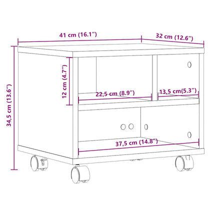Druckerständer mit Rollen Weiß 41x32x34,5 cm
