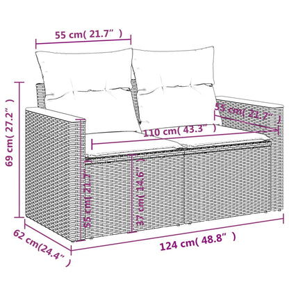 11-teiliges Gartensofa-Set mit Kissen, grau, Polyrattan