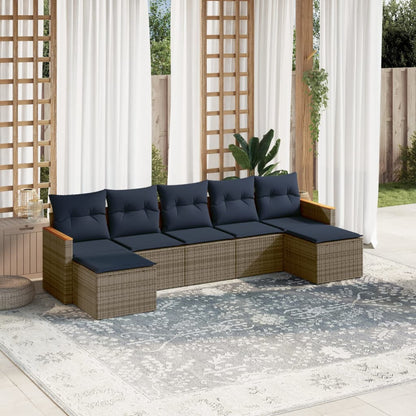 7-teiliges Gartensofa-Set mit Kissen, grau, Polyrattan