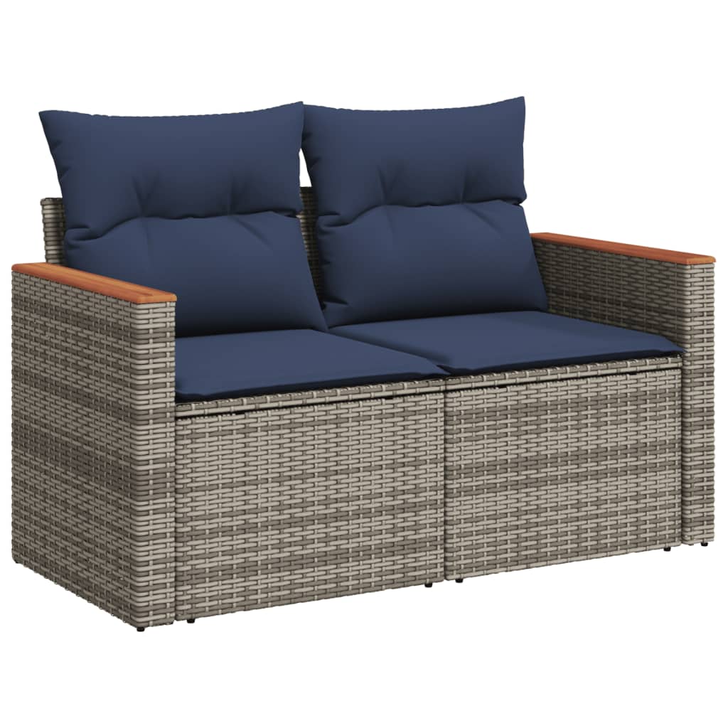 14-teiliges Gartensofa-Set mit Kissen, grau, Polyrattan