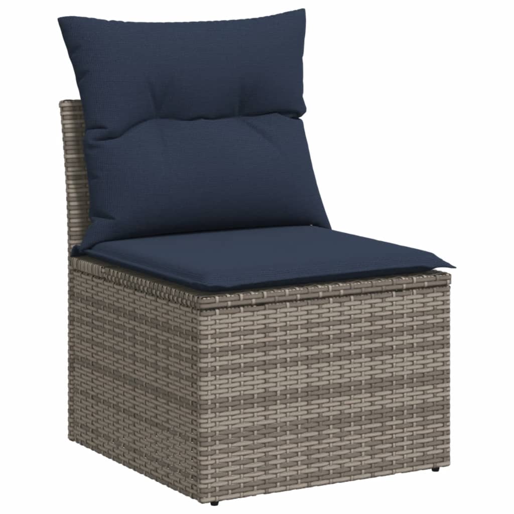 14-teiliges Gartensofa-Set mit Kissen, grau, Polyrattan