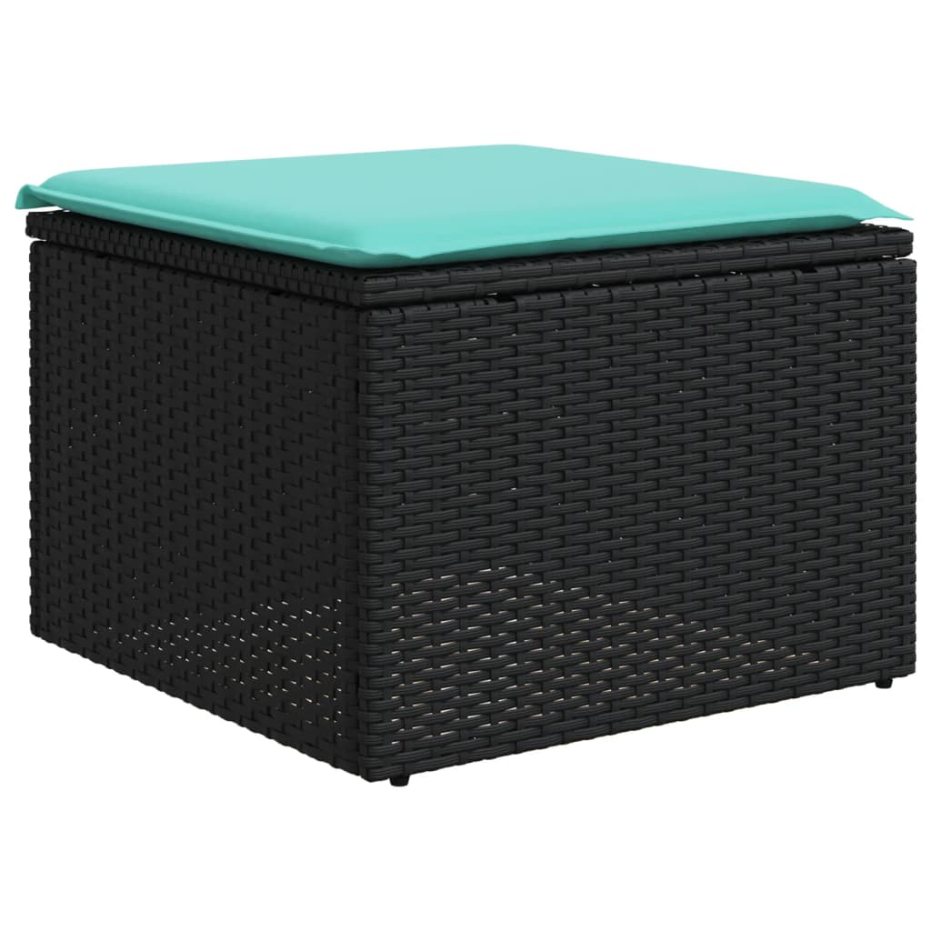 8-tlg. Garten-Sofagarnitur mit Kissen Schwarz Poly Rattan