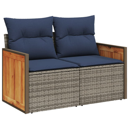 14-teiliges Gartensofa-Set mit Kissen, grau, Polyrattan