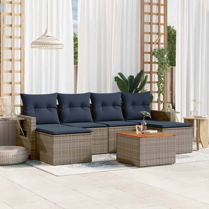 7-teiliges Gartensofa-Set mit Kissen, grau, Polyrattan