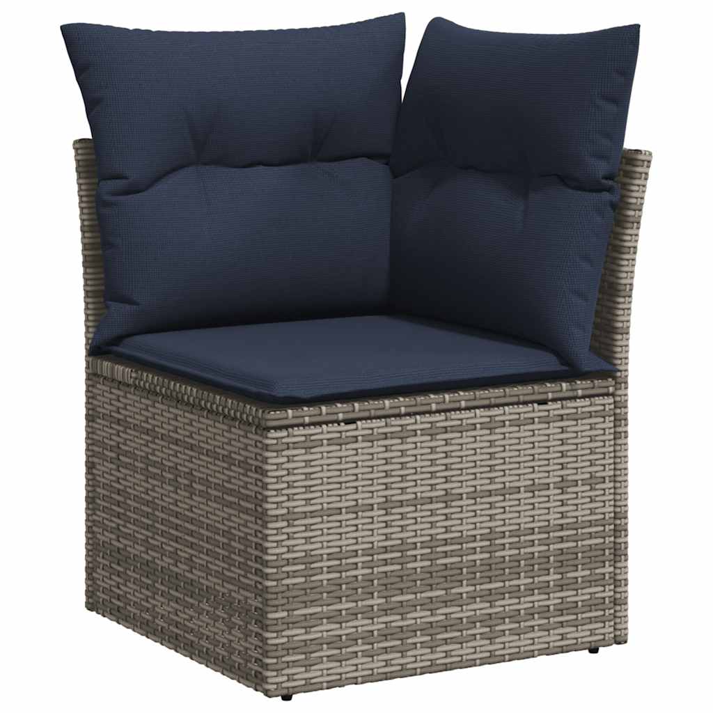 12-teiliges Gartensofa-Set mit Kissen, grau, Polyrattan