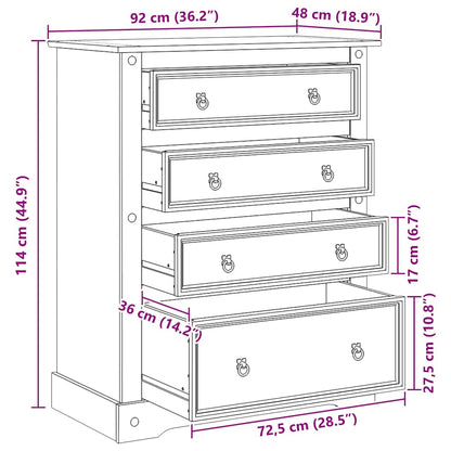 Kommode Corona 92x48x114 cm Massivholz Kiefer