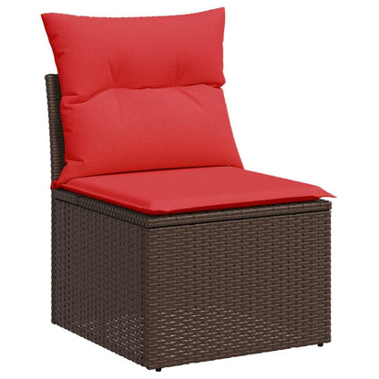 8-teiliges Gartensofa-Set mit Kissen, braun, Polyrattan