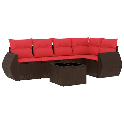 6-teiliges Gartensofa-Set mit Kissen, braun, Polyrattan