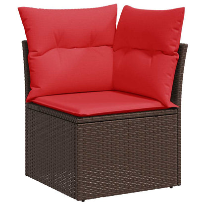 11-teiliges Gartensofa-Set mit Kissen, braun, Polyrattan