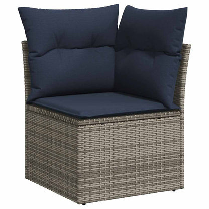 9-teiliges Gartensofa-Set mit Kissen, grau, Polyrattan
