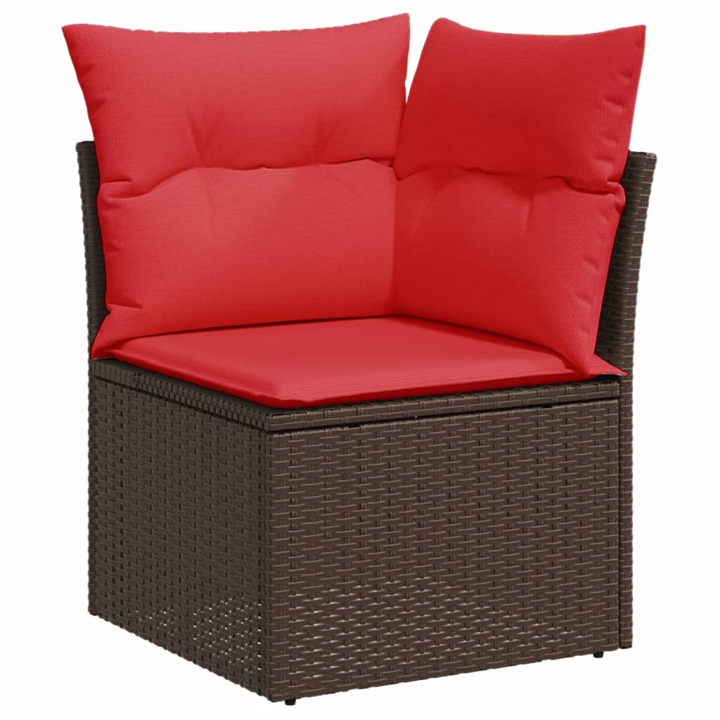 9-teiliges Gartensofa-Set mit Kissen, braun, Polyrattan