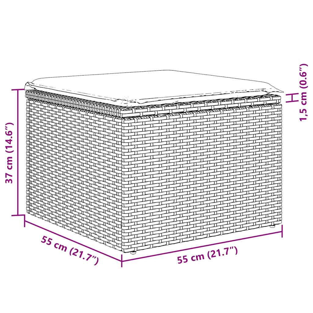10-tlg. Garten-Sofagarnitur mit Kissen Braun Poly Rattan