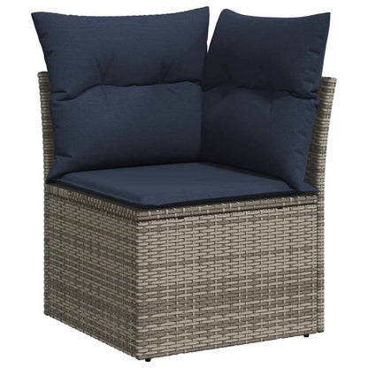 10-teiliges Gartensofa-Set mit Kissen, grau, Polyrattan