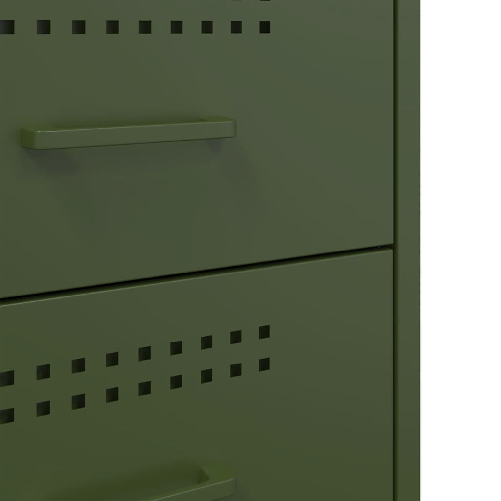 Nachttische 2 Stk. Olivgrün 36x39x50,5 cm Stahl