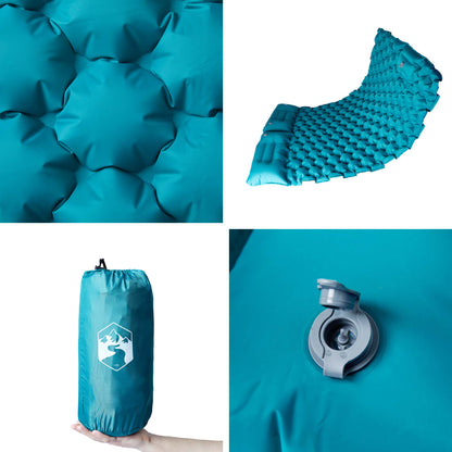 Doppel-Isomatte mit Kissen Selbstaufblasend Blau