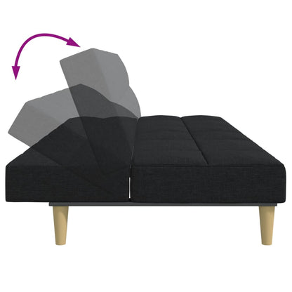 Schlafsofa 2-Sitzer mit Fußhocker Schwarz Stoff