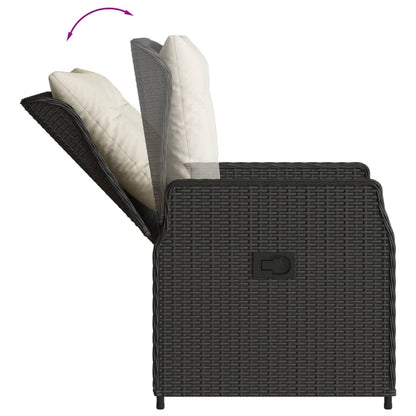 3-tlg. Garten-Essgruppe mit Kissen Schwarz Poly Rattan