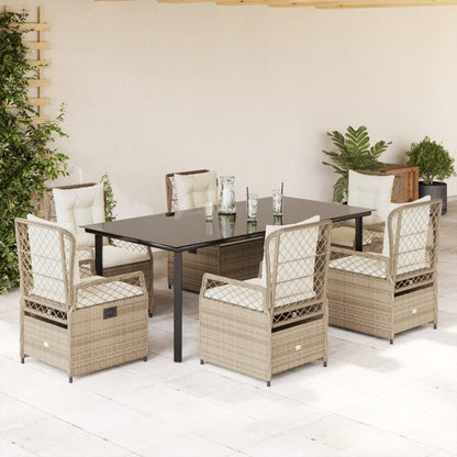 9-tlg. Garten-Essgruppe mit Kissen Beige Poly Rattan