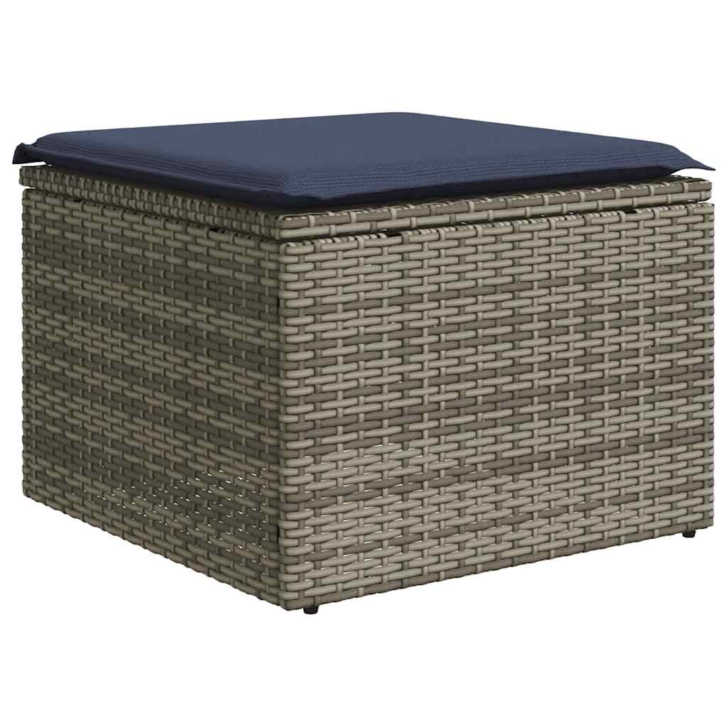 8-teiliges Gartensofa-Set mit Kissen, grau, Polyrattan