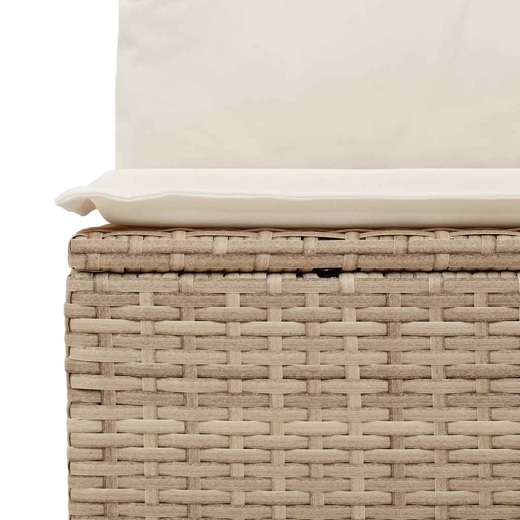 11-tlg. Garten-Sofagarnitur mit Kissen Beige Poly Rattan