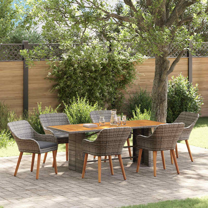 Garten Essgruppe mit Kissen 7 pcs Grau Poly-Rattan