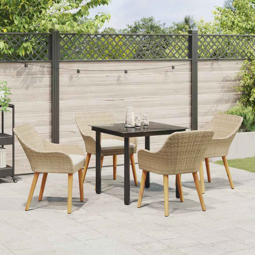 Garten Essgruppe mit Kissen 5 pcs Beige Poly-Rattan