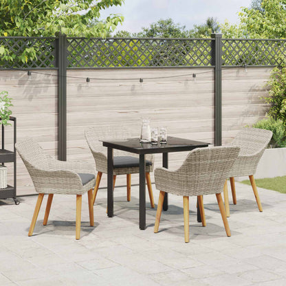 Garten Essgruppe mit Kissen 5 pcs Hellgrau Poly-Rattan