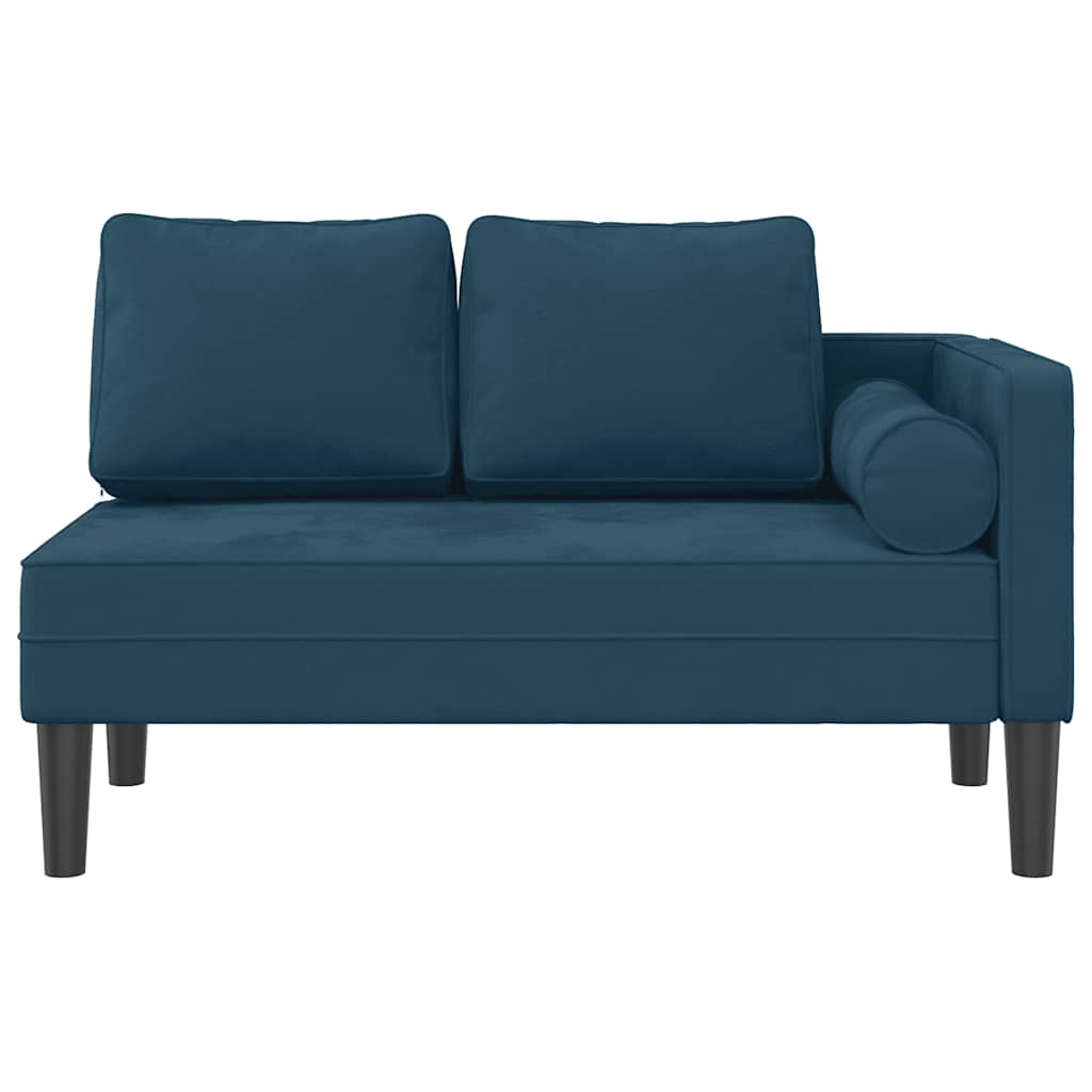 Chaiselongue mit Kissen Blau Samt