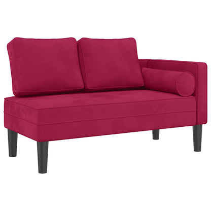 Chaiselongue mit Kissen Weinrot Samt