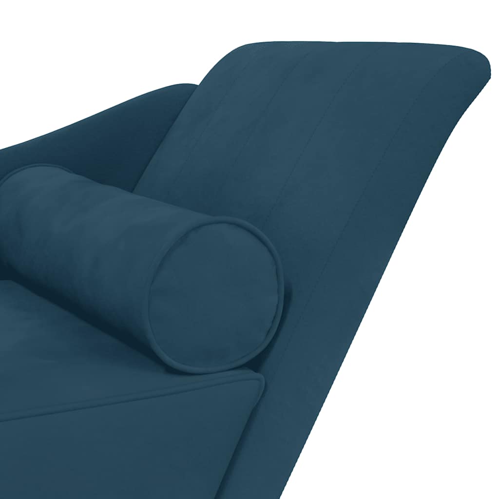 Chaiselongue mit Kissen Blau Samt