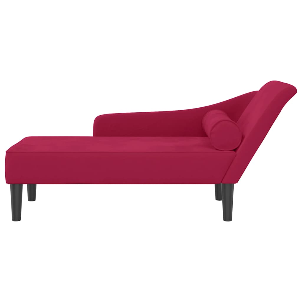 Chaiselongue mit Kissen Weinrot Samt