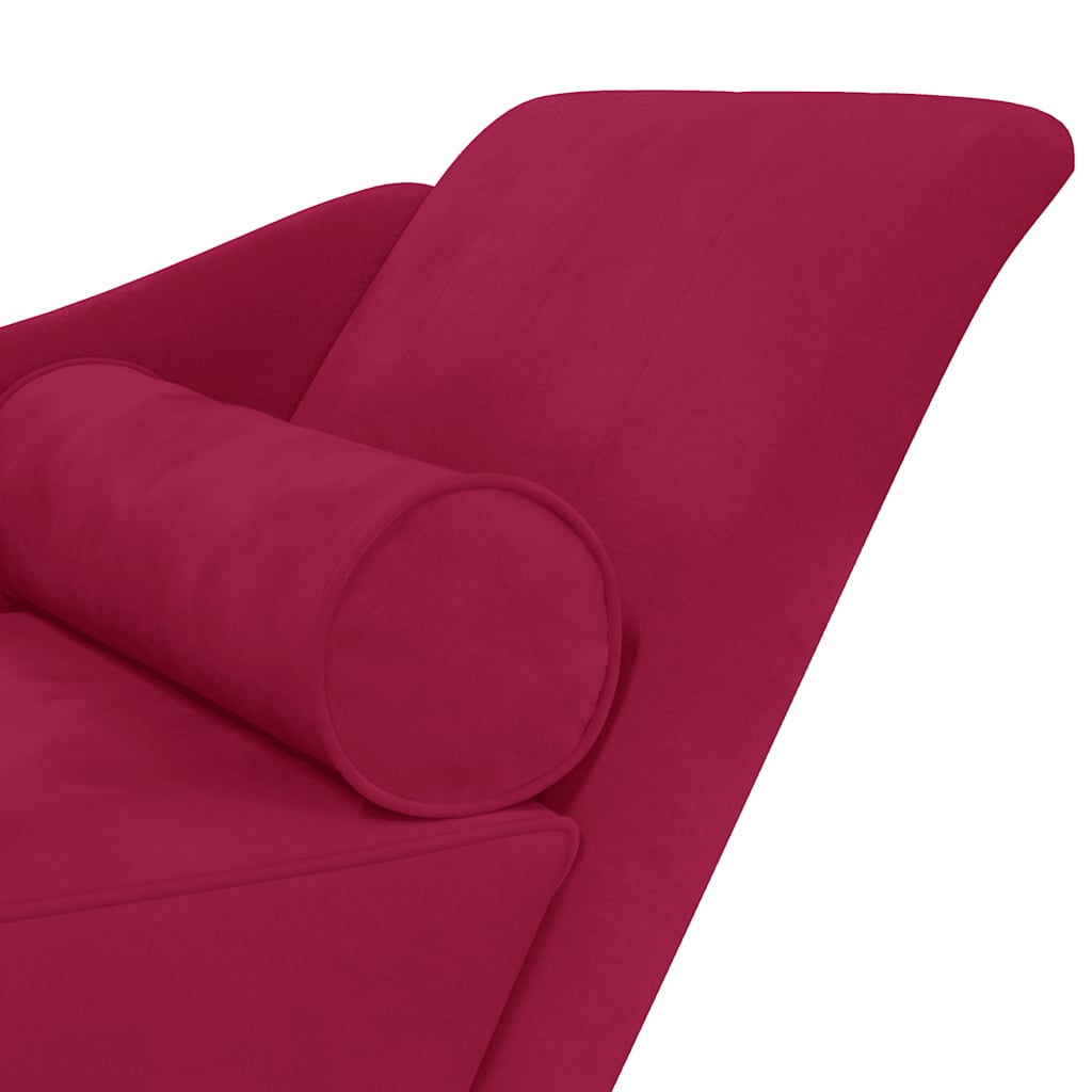Chaiselongue mit Kissen Weinrot Samt