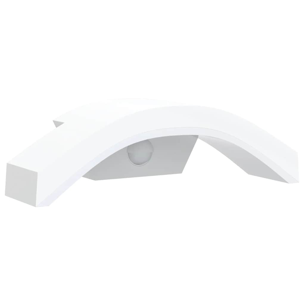 LED-Außenwandleuchten mit Sensor 2 Stk. Weiß Aludruckguss