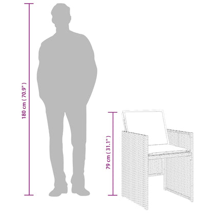 17-tlg. Garten-Essgruppe mit Kissen Schwarz Poly Rattan