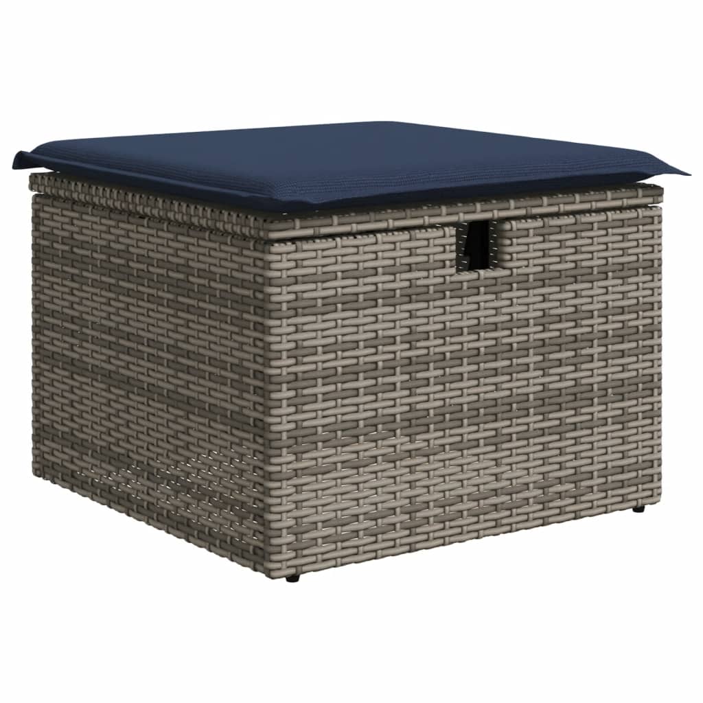 9-teiliges Gartensofa-Set mit Kissen, grau, Polyrattan