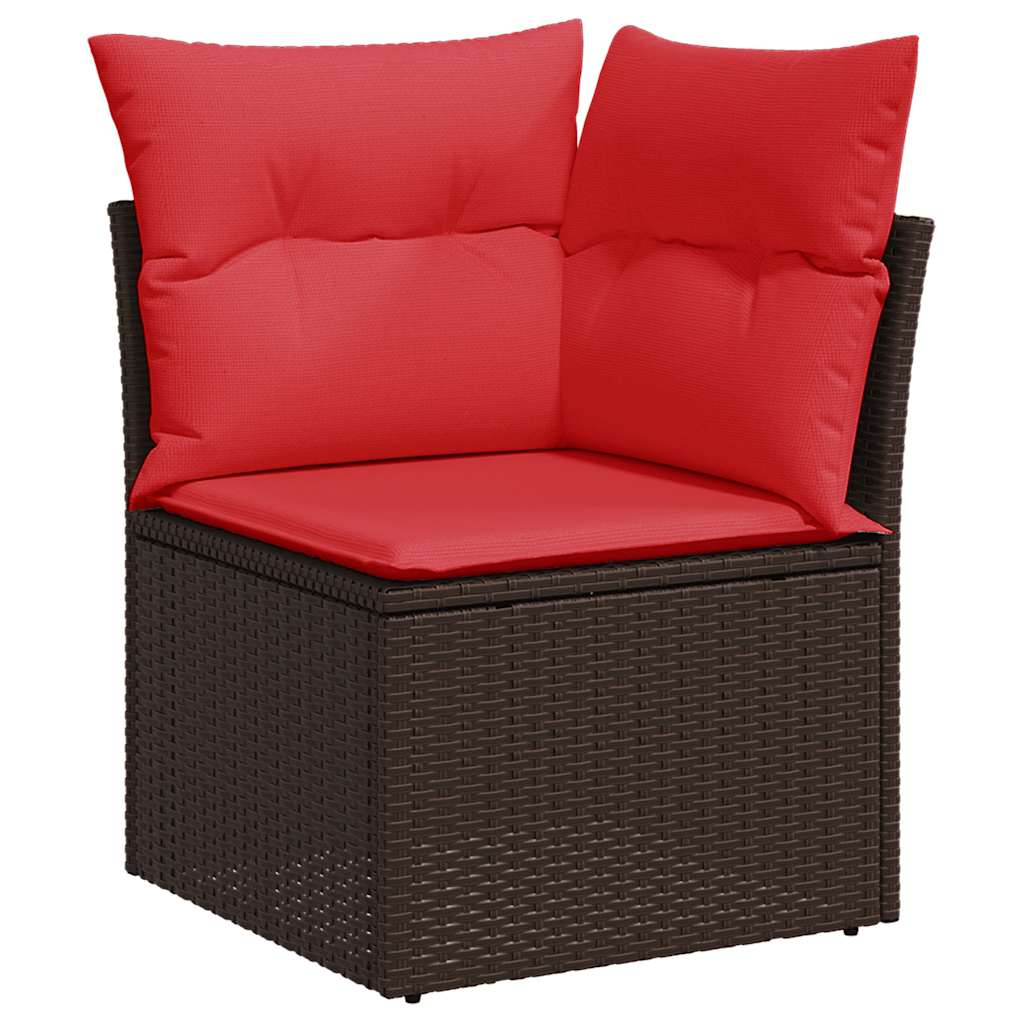 11-teiliges Gartensofa-Set mit Kissen, braun, Polyrattan