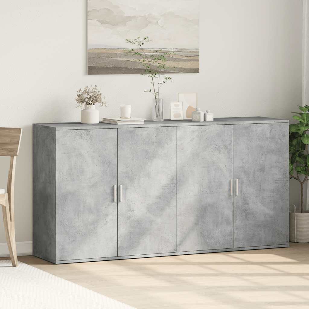 Sideboards 2 Stk. Betongrau 79x38x80 cm Holzwerkstoff