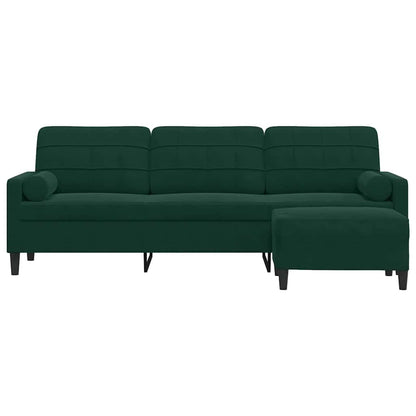 3-Sitzer-Sofa mit Hocker Dunkelgrün 210 cm Samt