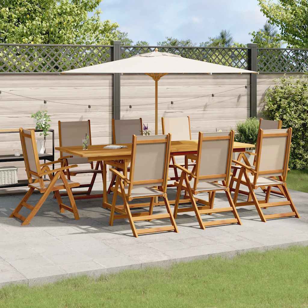 9-tlg. Garten-Essgruppe Massivholz Akazie und Textilene