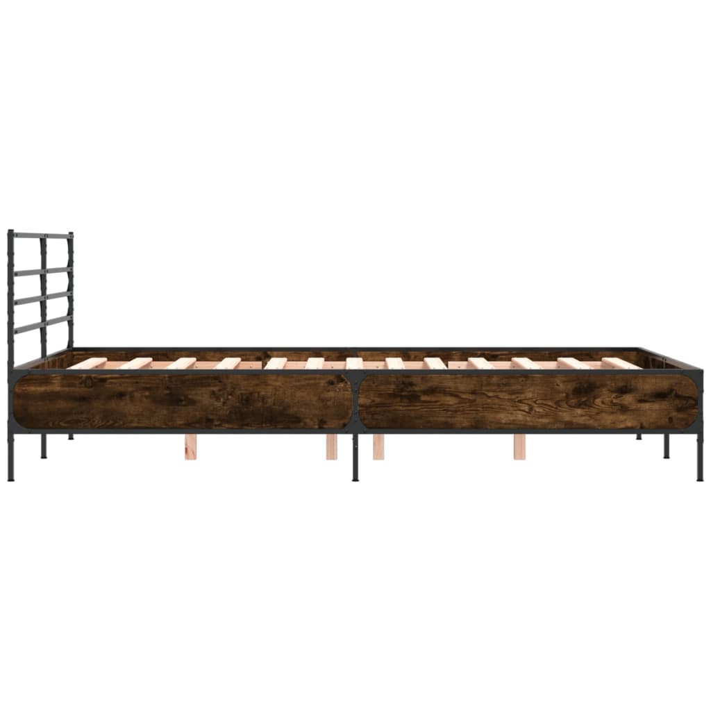 Bettgestell Räuchereiche 120x190 cm Holzwerkstoff und Metall
