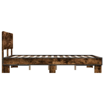 Bettgestell Räuchereiche 135x190 cm Holzwerkstoff und Metall