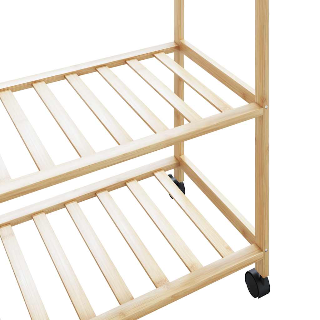Kleiderständer mit Ablagen und Rollen 110x40x180 cm Bambus