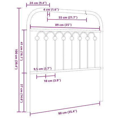 Ersatz-Kopfteil Metall Weiß 90 cm