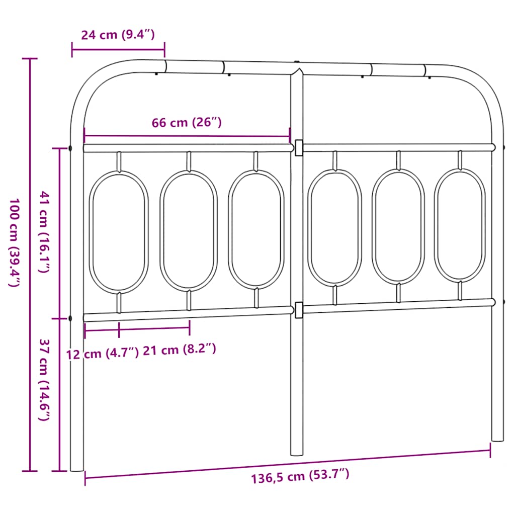 Ersatz-Kopfteil Metall Schwarz 137 cm