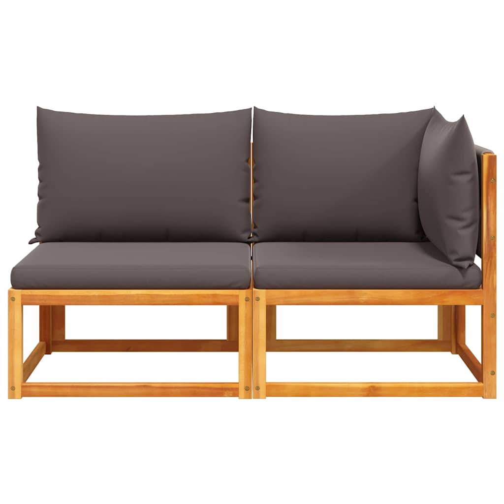 Gartensofa mit Kissen 2-Sitzer Holz Akazie & Seil