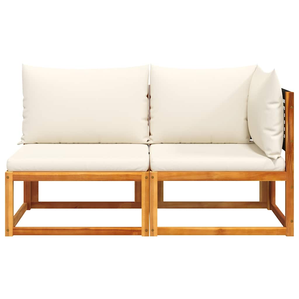 Gartensofa mit Kissen 2-Sitzer Holz Akazie & Rattan