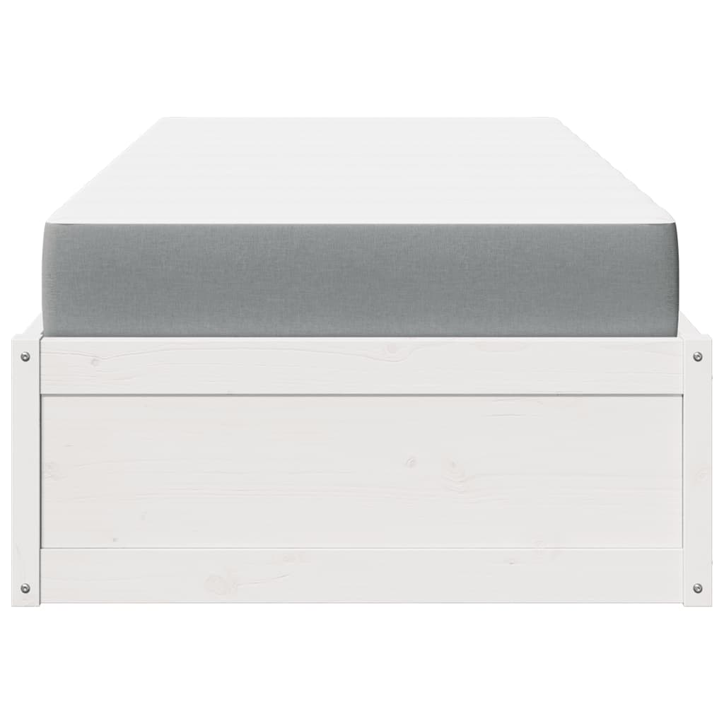 Bett mit Matratze Weiß 90x190 cm Massivholz Kiefer