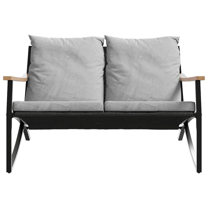 5-tlg. Balkonmöbel-Set mit Kissen Schwarz Stahl