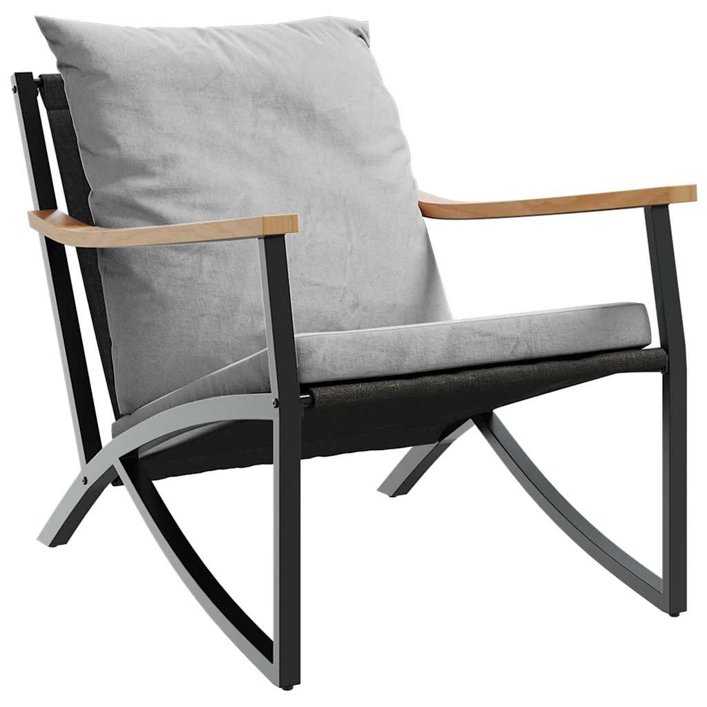 5-tlg. Balkonmöbel-Set mit Kissen Schwarz Stahl